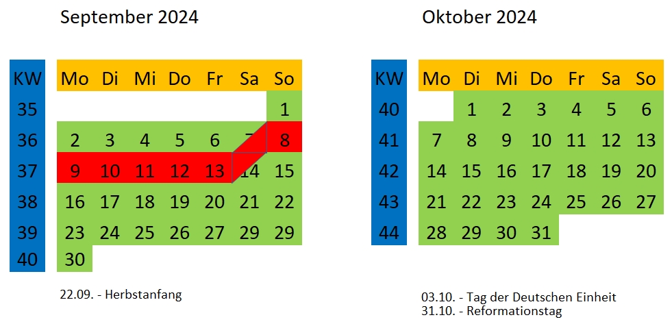 September und Oktober 2024